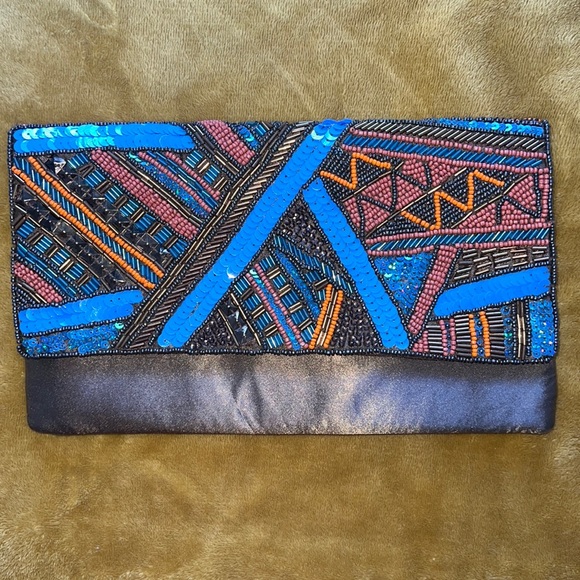 Charming Charlie’s Evening Sequin & Satin Clutch - Picture 1 of 8